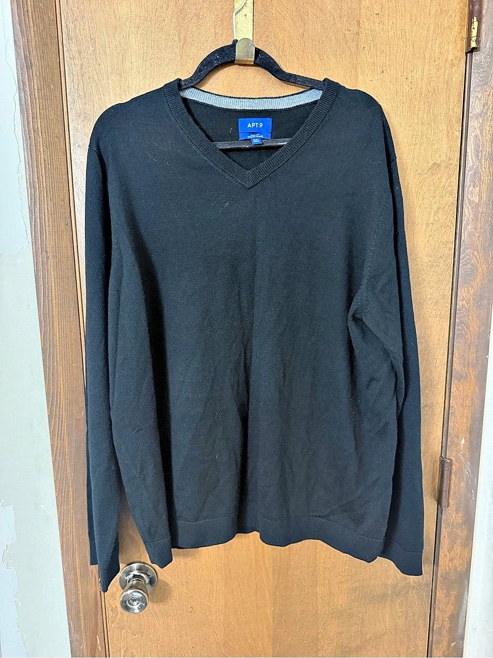 Apt. 9 Men’s XXL Slim Fit Merino Blend V-Neck Sweater Black